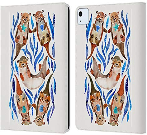 Head Case Designs Offizielle Cat Coquillette Otter Blau Tiere 2 Leder-Wallet-Hülle Kompatibel mit Apple iPad Air 11 2020/2022/2024/2025