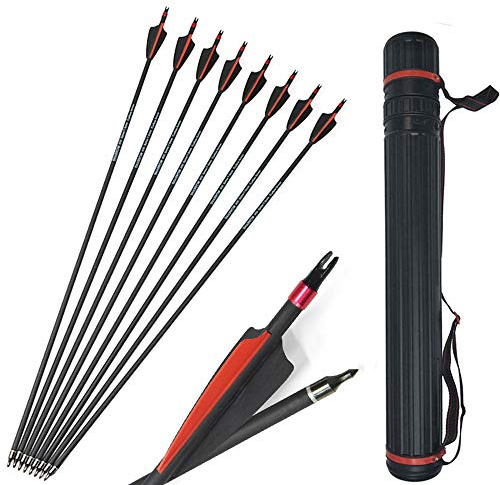 SHARROW 12 Stück Carbonpfeile 30 Zoll Bogen Pfeile Jagdpfeile für Bogen Spine 400 Carbon Pfeile für Recurve Compound Bogen (Typ 2)
