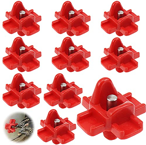 PLCatis Geflügel Wassertrinker 10 Stücke Automatische Nippeltränke Rot Wassernippel Feeder Huhn Automatische Wasserzufuhr für Küken Wachtel Taube