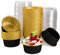 DEAYOU 100 Pieces Baking Cups with Lids, 3 Cupcake Tin Pan Holder for Pudding, Souffle, Party, Wedding, Black Gold Color
