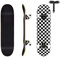 VOMI Skateboard Komplettboard Anfänger 7-Lagiger Schichten Haltbarer Ahorn Kariertes Musterdesign Longboard mit ABEC-7 Kugellager Doppel Kick Deck Standardboards für Erwachsene Jungen Jugendliche,A