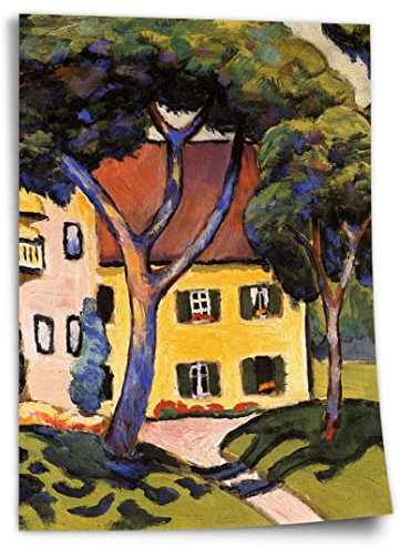 Printistico Poster August Macke - Staudacherhaus Tegernsee Kunstdruck ohne Rahmen, Wandbild - A4, A3, A2, A1, A0, XXL - Wohnzimmer, Schlafzimmer, Küche, Deko