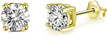 Cangall Boucles d'oreilles Femme Clous d'oreilles Argent Sterling 925, Puces d’oreilles avec Zircon Cubique 5A pour Femme Homme Unisexes Hypoallergéniques, Diamètre 4, 5, 6 mm