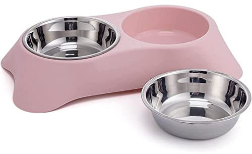 QWR Stainless Steel Dog Bowls | Double Cat Bowl for Dry and Wet Food Rust Proof Dog Bowl for Small Dogs Puppies and Cats Durable Dog Bowls with Plastic Stand Easy to Clean Safe for Pets