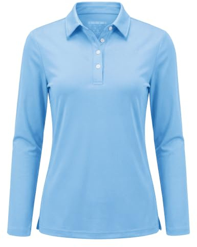 TACVASEN Damen Poloshirt UPF 50+ Langarm Golf Langarmshirt UV Schutz Polo Shirt Schnelltrocknend Sportshirt