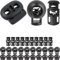Kordel Stopper Set, 1- und 2-Loch, 30 Stück, Schwarz, für bis Ø 4 mm Kordeln, Band Klemme Bekleidung, Rucksack, Gummikordel Stopper, Schnellverschluss Schnürsenkel, Schnur Rutsche, Tanka Kordelstopper
