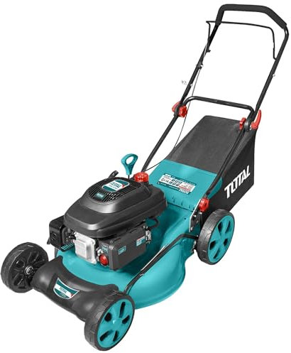 TOTAL - Rasenmäher mit Benzinmotor mit Schnittbreite 51 cm und Schnitthöhe 2,8 – 8 cm, 4-Takt-Motor 196 cc 4,8 PS, Benzin-Rasenmäher mit 3 Funktionen und Behälter 60 l