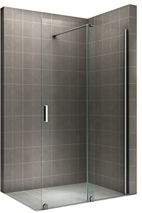 i-flair Walk In Duschwand mit Schiebetür NADINE 130x200cm in Chrom Duschabtrennung aus 8mm ESG Nano - Links und Rechts montierbar