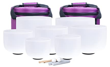 EIFINE 8-14 432hz Set Of 7pcs Frosted Quartz Crystal Singing Bowls Set With