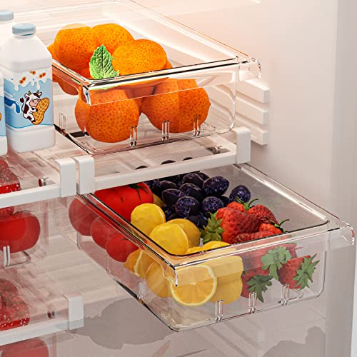 Yilingchild eier aufbewahrung Kühlschrank-Schubladenorganizer, klare Aufbewahrungsbox für Eier, Obst und Gemüse, passend für Kühlschrankregale unter 0,6 Zoll (Einzelstück, ohne Trennwände)