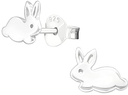 925 Sterling Silver Rabbit Stud Earrings for Girls | rabbit earrings, lightweight everyday studs, gift boxed for girls or women, nickel free for sensitive ears