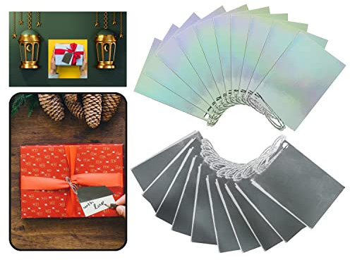 20 Stück Folien-Geschenkanhänger – Geschenkanhänger für Geschenke und Hochzeitsgeschenke, schillernd glänzende Silber-Geschenkanhänger für Geburtstagsgeschenke, Größe 6,4cm