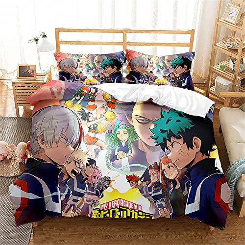Ste-X Bettwäsche 135 X 200 cm My Hero Academia Bettwäsche-Set Mikrofaser Bunter Bettbezug Und Kissenbezug 80 X 80 cm Mit Reißverschluss (135x200cm,Held 03)