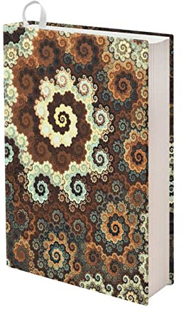 Kuiaobaty Brauner Fractal-Kunst-Buchhülleneinband, 27,9 x 22,9 cm, abstrakte Farbe, spiralförmig, dehnbar, waschbar, Lehrbuchschutz