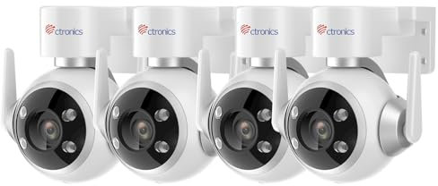 Ctronics Überwachungskamera Aussen WLAN, IP Kamera Outdoor mit 350°/90° Schwenkbar, Personenerkennung, Automatische Verfolgung, Farbige Nachtsicht, 2-Wege Audio, 3 Installationsmethode, IP66 (2)