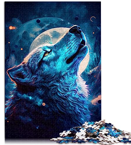 Fantasy Wolf Holzpuzzles 1000 teilige Puzzles für Erwachsene Kinder Weihnachtspuzzlegeschenke für Frauen29,5 x 19,7/75 * 50cm.