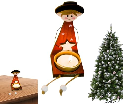 Bemalter Engel Kerzenhalter, Holz-Engel-Mädchen-Kerzenständer, rustikale Metall-Kerzenhalter, Tafelzubehör für Schlafzimmer, Arbeitszimmer, Wohnzimmer, Esszimmer, Schlafsaal Ngumms