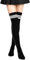 Aomig Over The Knee Thigh High Long Socks - Casual Ladies Girls Boot Socks, White Black Striped 3 Tube Stockings for Daily Wear Cosplay