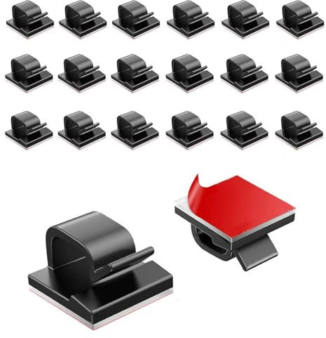 50PCS Cable Clips, Outdoor Light Wire Clips Self Adhesive Cable Tidy Hooks Cord Organiser Holder for Cable Management, Black Self Adhesive Cable Clips, Wire Management Holder for Car Office Home Desk
