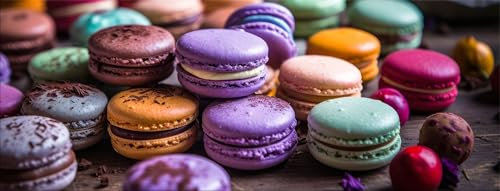 artissimo, Glasbild, 80x30cm, AG5437A, Backen: Macarons, Bild aus Glas, moderne Wanddekoration aus Glas, Wandbild Küche modern, Küchenbild rosa lila