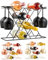 Gusto Nostro Portabottiglie Vino da Tavola e Porta Calici - Porta Vino da Mobile, Tavolo, Ripiano Cucina, Scaffale Porta Bottiglie di Vino Design (Nero) Portavino da Mobile per 8 Bottiglie e 4 Calici