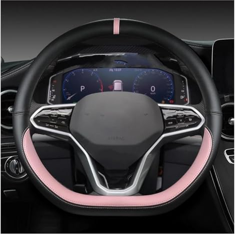 Lenkradbezug Auto D Form Auto Lenkrad Abdeckung Für VW Für Sharan Für Passat Für Caddy Für Touran Für Tiguan 2015-2021 Für Teramont Für Atlas 2017-2021 Lenkrad Bezug (Farbe : PINK)