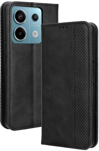 RonRun Coque Compatible ave Xiaomi Poco X6, Étui à Rabat Portefeuille PU Cuir Multifonction Housse de Protection Antichoc, Noir