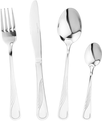 KARL HAUSMANN Besteck Set 6 Personen, 24 teilig Edelstahl Besteckset - Essbesteck mit Messer Gabel Löffel und Teelöffel, Hochglanz poliert, Spülmaschinenfest, Besteck Set für Alltag