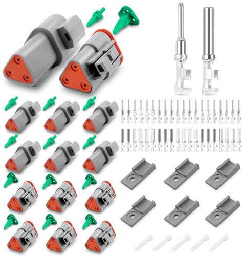 JRready DT Stecker 3 poling Deutsch Stecker 6 Sätze IP68 Wasserdichte Steckverbinder Grau mit Terminal kit Wire Gauge 14-18 AWG Deutsch Steckverbinder Sortiment für Motorrad Roller Auto LKW Boote