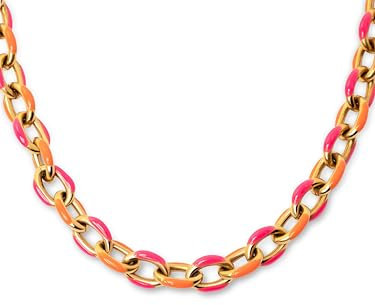 SINGULARU - Link Tropical Halskette. Edelstahl mit 18 Kt Vergoldeter Beschichtung. Schmuck für Damen.