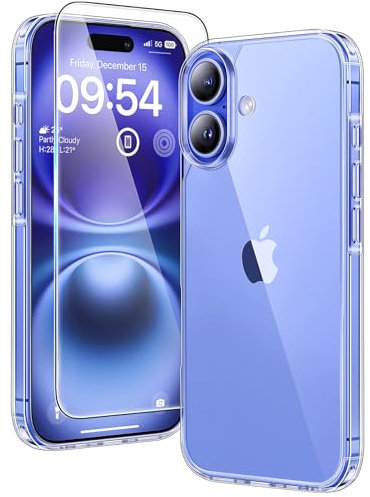 TAURI only for iPhone 16 Plus Case with HD Screen Protector, [Not-Yellowing] [15 FT Grade Protection] Shockproof Phone Case Designed for iPhone 16 Plus 6.7 Inch 2024 -Clear