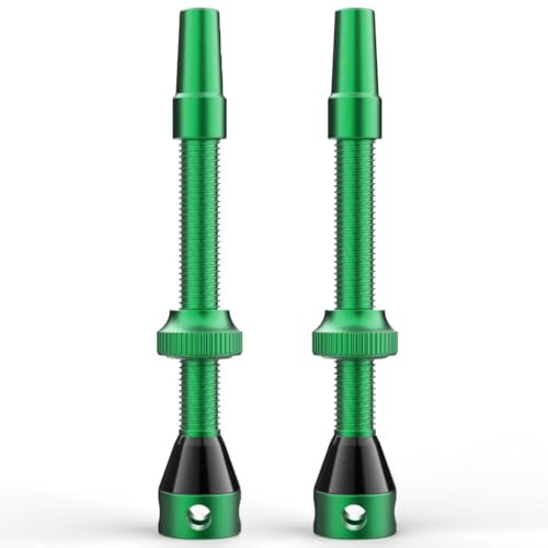 Shredr. Tubeless Ventile Set, grün | Presta Ventile für Schlauchlos-Reifen | Superleichtes Alu, ArmyGreen eloxiert, französisches Ventil | 60mm für Hochprofil Rennrad-Felgen