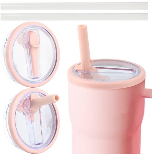 CIYIN Couvercle de Remplacement pour Tasse de 40 oz, 2 Pièces Couvercle Stanley Cup Etanche avec 2 Paille, Tumbler Lid Anti-Fuite et Anti-Poussière, Accessoire Stanley Cup (Rose)