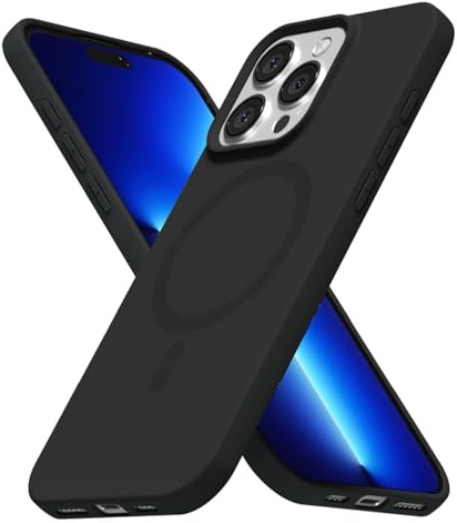 LoeoeL for iPhone 13 Pro Max Case Silicone Mag Safe, Compatible with Magsafe Ultra Slim Thin Magnetic Phone Case for Women Girls, Soft Rubber Gel Matte TPU Solid Color Minimalist Cover, Black