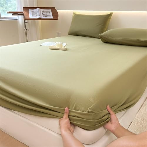 JIANINGHOME Bettlaken,180x220 100% Langstapelige Baumwolle Spannbetttuch, Weiche Satin-Webart passt(100% Baumwolle bettlaken)