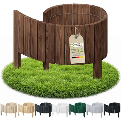 Floranica Beetumrandung Holz H 40 x L 100 cm Braun gerade Oberkante | Hoher Designzaun aus Kiefernholz mit gerader Oberkante als Palisade, chromfrei imprägniert, geradlinig