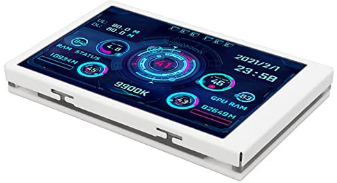 Computer-Temperaturmonitor, IPS-Vollbildanzeige, Kleiner Bildschirm für PC, CPU, RAM, Festplatte, Datenmonitor (WHITE)