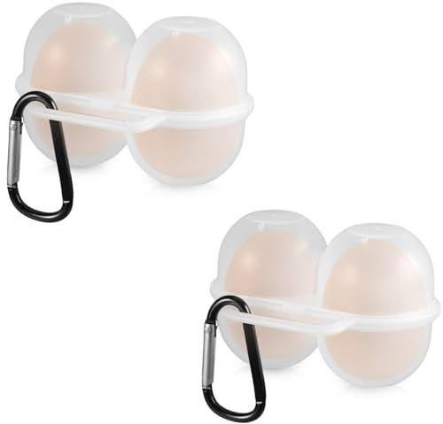 LiJuanWang Eier transportbox,2 Stücke Eierbehälter für 2 Eier,Eierbox Kunststoff Eierdose,Mit Karabiner,Eierbehälter für Unterwegs,Eier Dose Eier Aufbewahrungsbox,für Kühlschrank Outdoor Camping