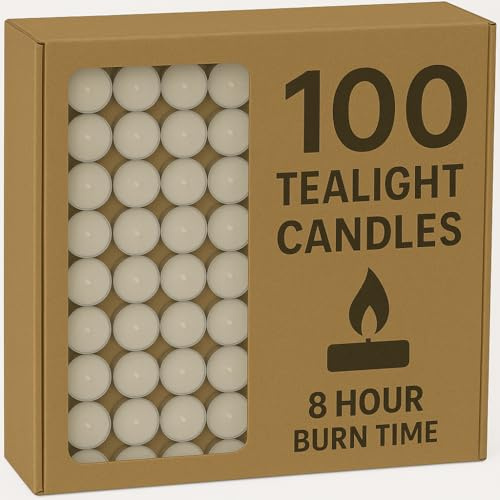Bargain House Unscented Tea Lights, 8 Hour Burn Time, Pack of 100 | Smoke-free tealight candles with a clean bright flame, ideal for weddings, home décor, aromatherapy, parties, and events.