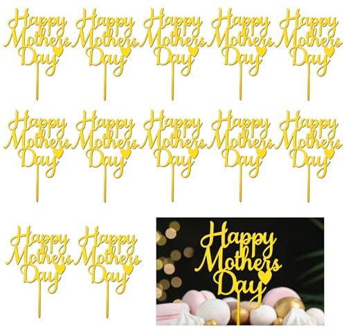Cupcake-Aufsätze Happy Mother's Day, glitzernd, Herz, Liebe, Mutter, Geburtstag, Cupcake-Picks, Dekorationen für Happy Mother's Day Motto-Party, Kuchendekorationen, 12 Stück