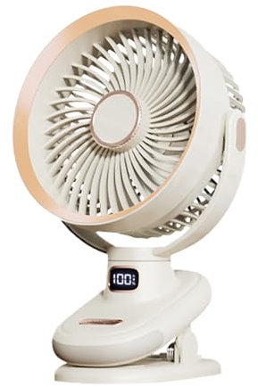 Greheywos Oscillating Table Fan, Small USB Fan with Battery Operated, 6.5'' Super Quiet Desk Fan with 5 Speeds, 8H Timer, Suitable for Home Office Camp Travel (White)