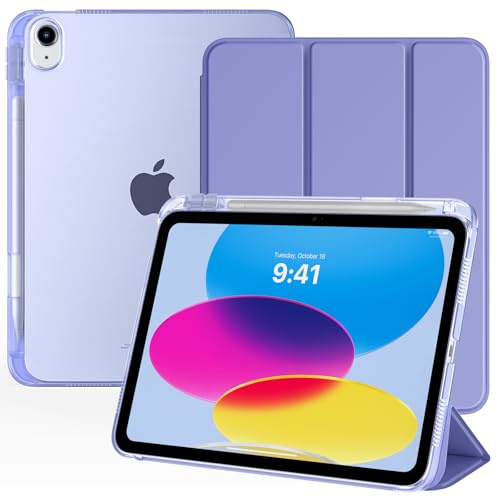 TiMOVO Cover Custodia per iPad A16 11/10 Gen 10,9, Lavanda Viola | Portapenne, Supporto, Retro Traslucido, Auto Sveglia/Sonno