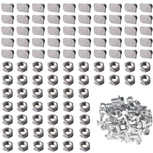 50 Sets Greenhouse Nuts and Bolts, T-Head Screw and Nut Set Accessories, Aluminum Hammerhead Screw Spares for Building and Securing Greenhouse Plants for Growth