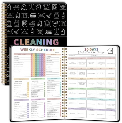 Adhd Cleaning Planner, Schedule&Checklist Organizer for Adults, 8.5x11 | Waterproof Cover, Daily, Weekly, Monthly, Quarterly&Yearly Chore Tracker, Stress-Free Household Clean