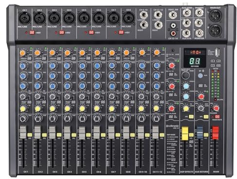 Citronic | CMC-16 Mixing Console with DSP Effects, USB/BT Player, XLR & Jack Inputs | Compact Professional Audio Mixer for Live Events, Recording & Studio Use