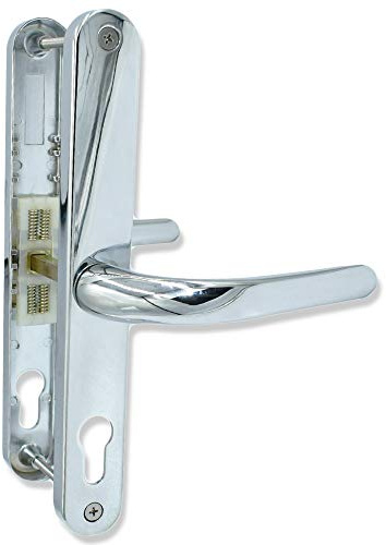 UPVCSTORE Chrome: Fullex uPVC Door Handle Sprung Pair - 68pz, 215mm Fixing Centres - Universal Replacement PVC Door Handles - Fully Sprung & Reversible - Chrome