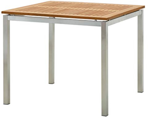 ASS Edelstahl Teak Gartentisch 90x90 cm Holztisch Esstisch Tisch Massive Ausführung A-Grade Teakholz Modell: Kuba