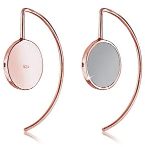 Elli Ohrringe Damen Creolen Hänger Geo Emaille Grau in 925 Sterling Silber Rosé vergoldet