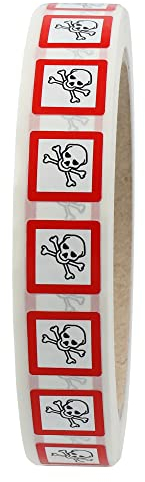 GHS 06 Etiketten 15 x 15 mm - Warnung giftige Stoffe - 1.000 Gefahrensymbole Aufkleber auf 1 Rolle(n), Polyethylen, GHS Kennzeichnung