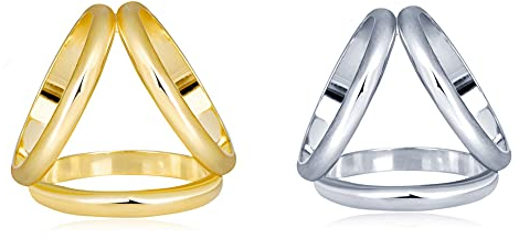Ericotry 2 Stück (Gold + Silber) Frauen Mädchen Mode Schal Clip Ring Schnalle Schal Slides Modern Einfach Dreifach Slide Schmuck Seide Sarf Verschluss Clips Kleidung Ring Wrap Halter